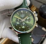 TAG Heuer Carrera Chronograph 42mm Men Green Dial Green Leather Strap